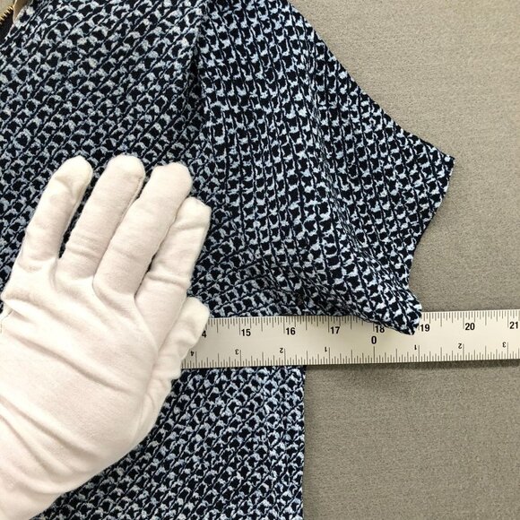 Michael Kors Short Sleeve Shift Dress XS Blue Printed Crewneck Knee Length - Picture 9 of 10